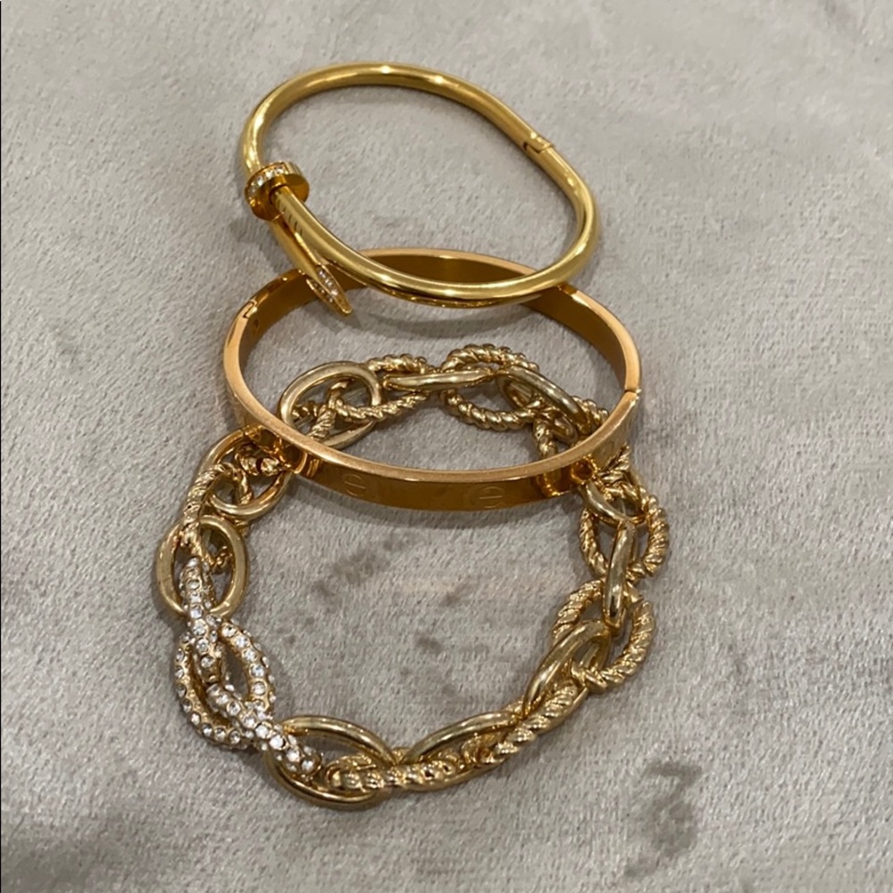 3 gold unique bracelets